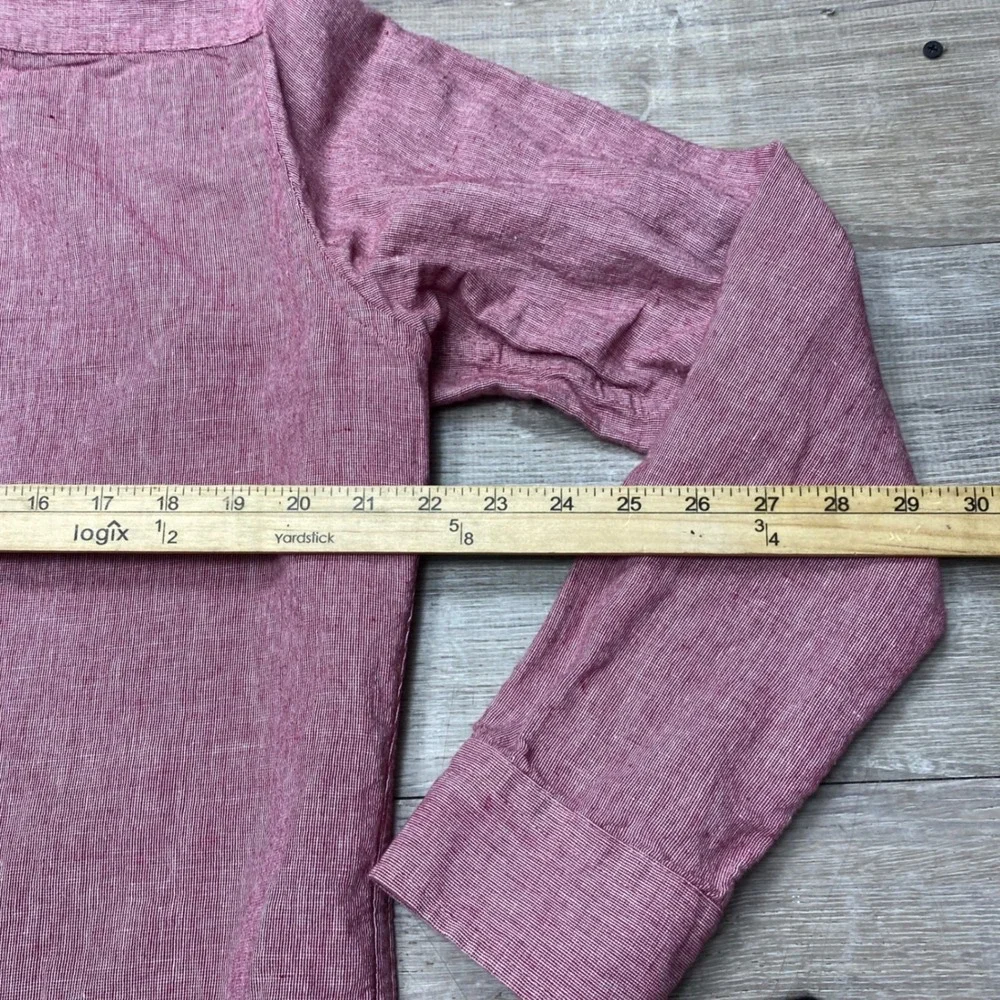 Banana Republic Linen Cotton Shirt Mens L Red Slim Fit Long Sleeve Casual Summer